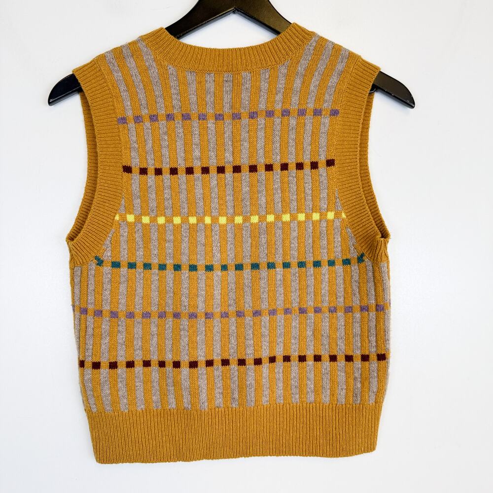 Madewell Jacquard V-Neck Sweater Vest in Heather Vintage Gold - S - Picture 7 of 9